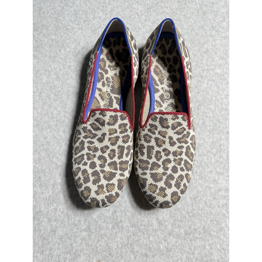 Rothy's Leopard Print Flats with Blue and Burgundy Trim